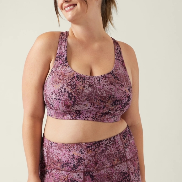 ATHLETA Ultimate Printed Bra D-DD+ Size 2X Leopard Mauve MSRP $54 FP1000 - Picture 2 of 9